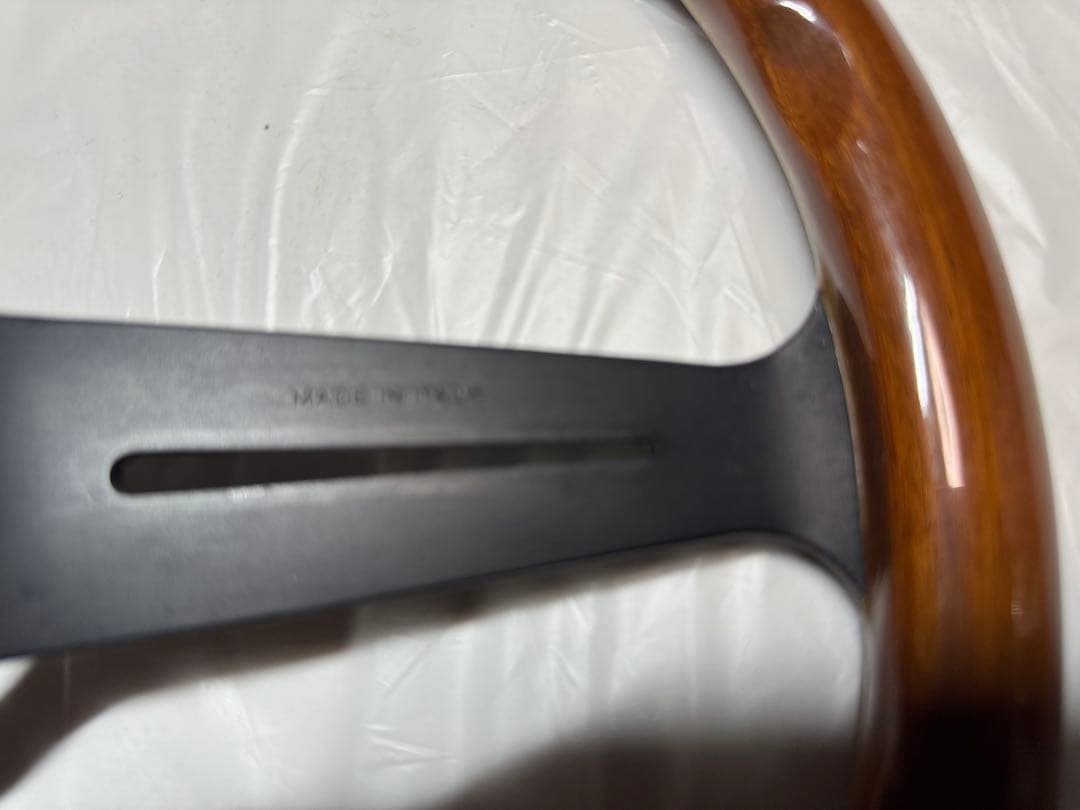 ナルディ ウッド ブラックスポーク ホーンボタン付ステアリングホイール　当時物