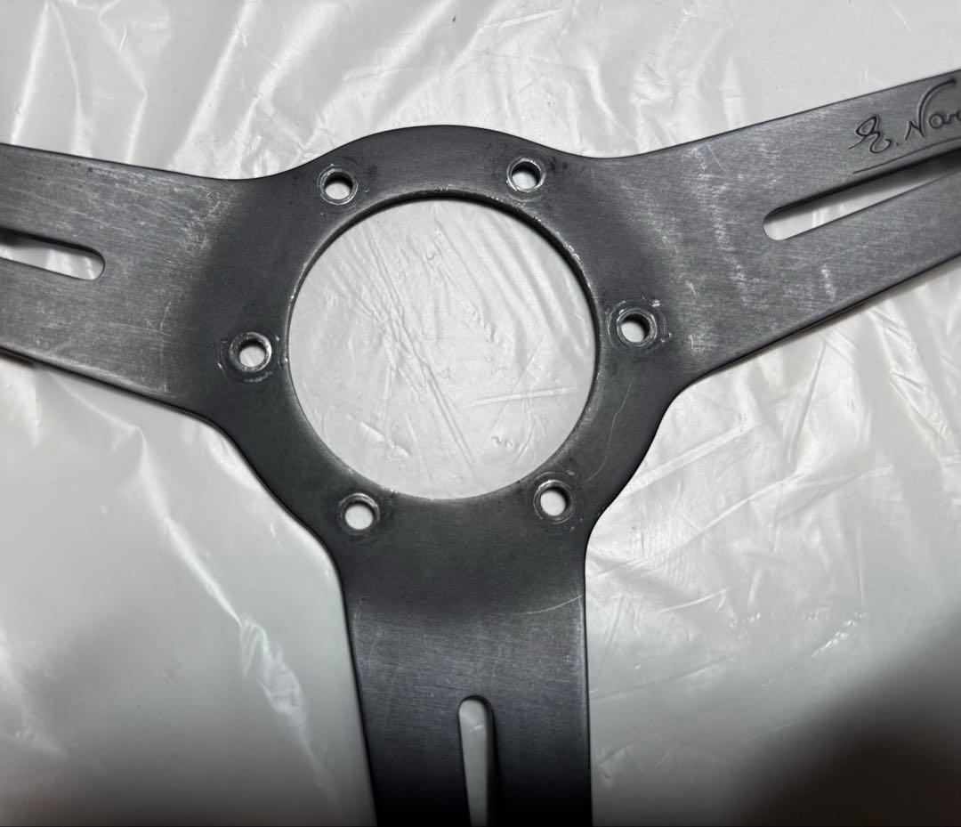 ナルディ ウッド ブラックスポーク ホーンボタン付ステアリングホイール　当時物