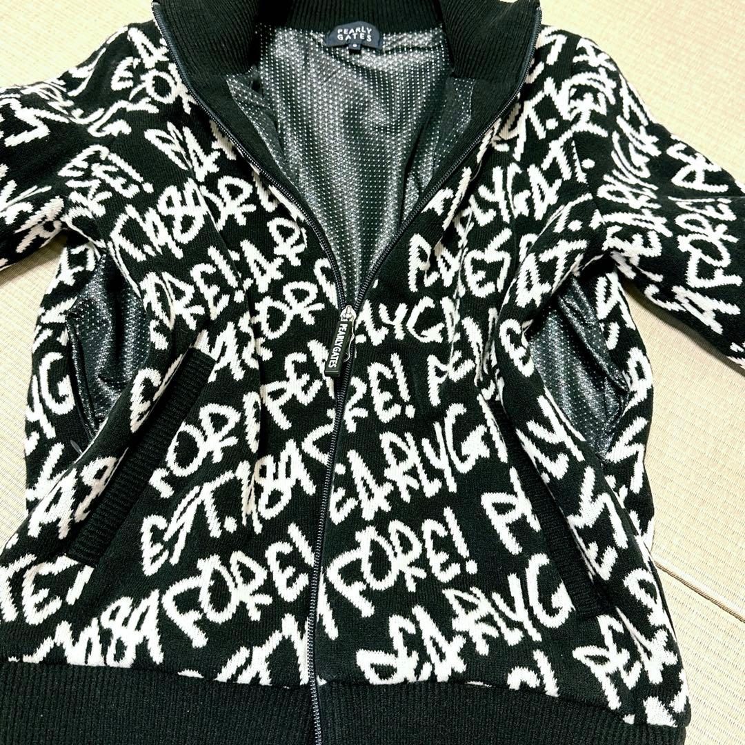 【超美品】パーリーゲイツ 落書き 蓄熱 ニットブルゾン サイズ0