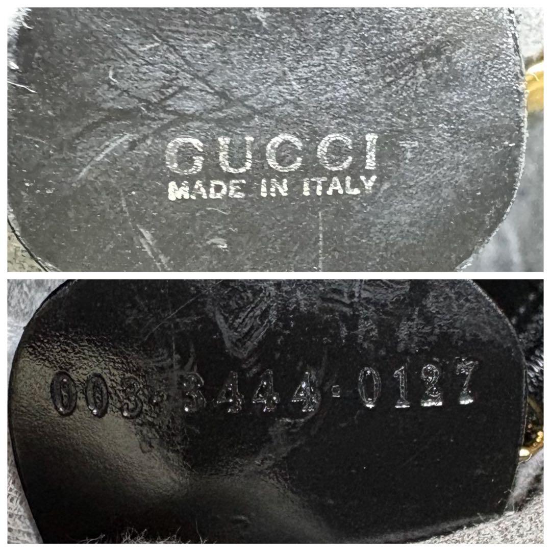 美品　グッチ ボディバッグ バンブー ワンショルダー 斜め掛け レザー ブラック