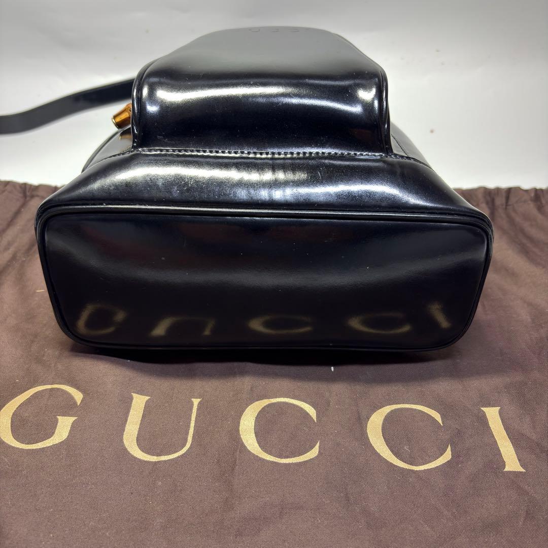 美品　グッチ ボディバッグ バンブー ワンショルダー 斜め掛け レザー ブラック
