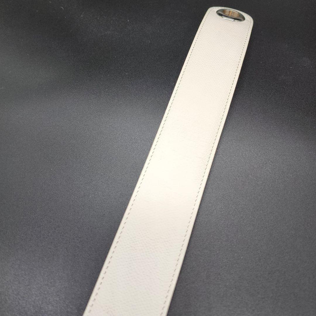 レザー【 良品 】 エルメス　スカーフベルト　白　レザー　銀金具　フランス製