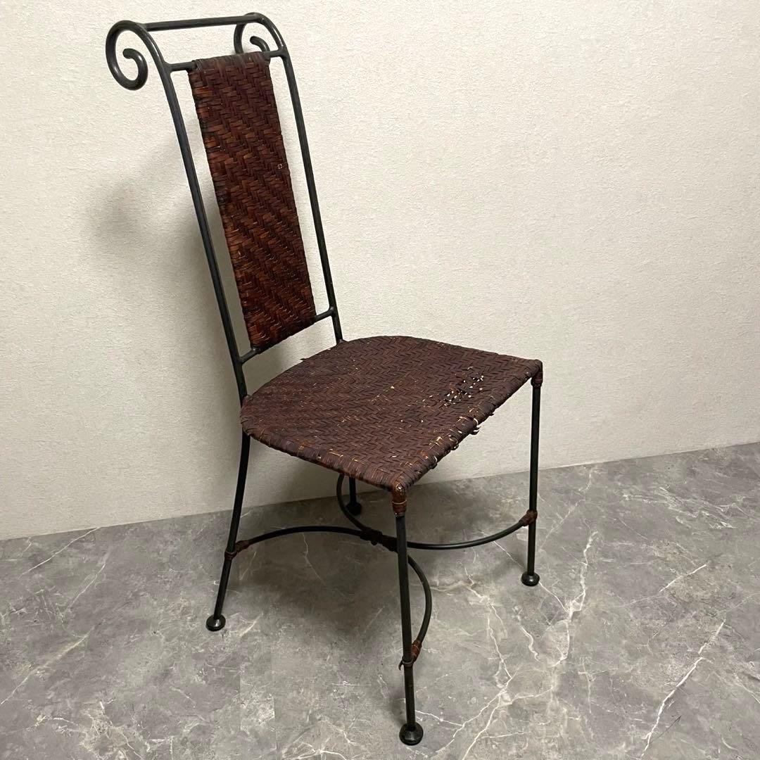 ラタン　籐　ラタンチェア　ガーデンチェア　アイアンフレーム　レトロ　デスクチェア