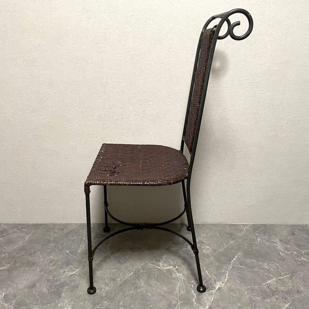 ラタン　籐　ラタンチェア　ガーデンチェア　アイアンフレーム　レトロ　デスクチェア