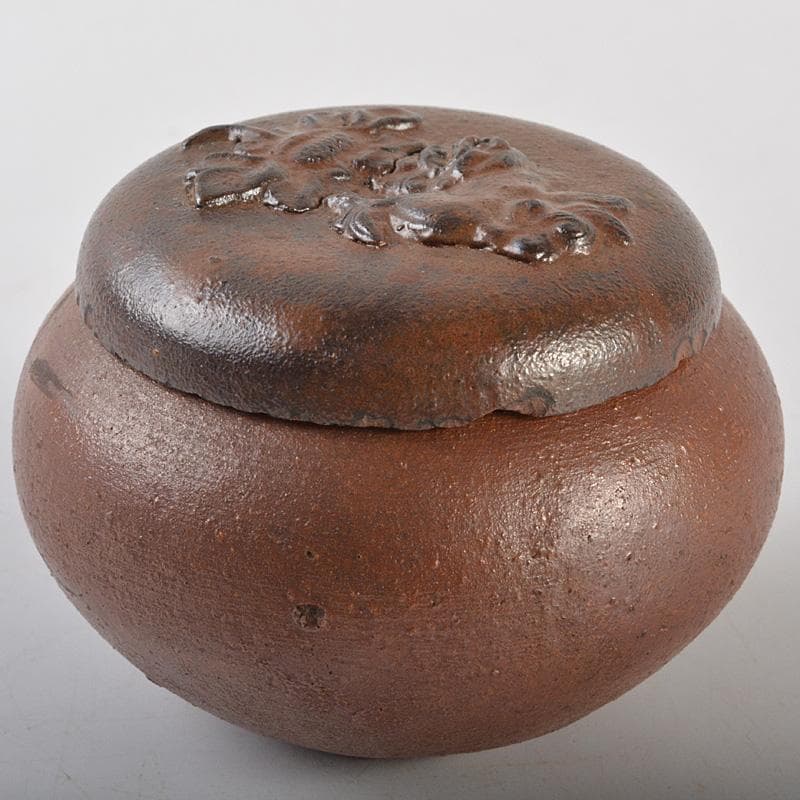 茶道具　備前焼　古備前　神獣蓮花文　盒子　書付箱　V　R7146