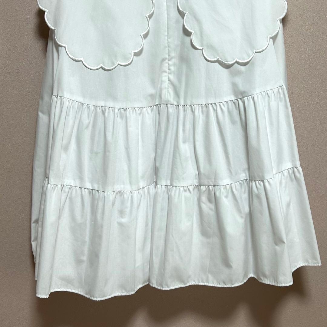 美品✨ yori 【Free size】 スカラップロングスリーブブラウス 白