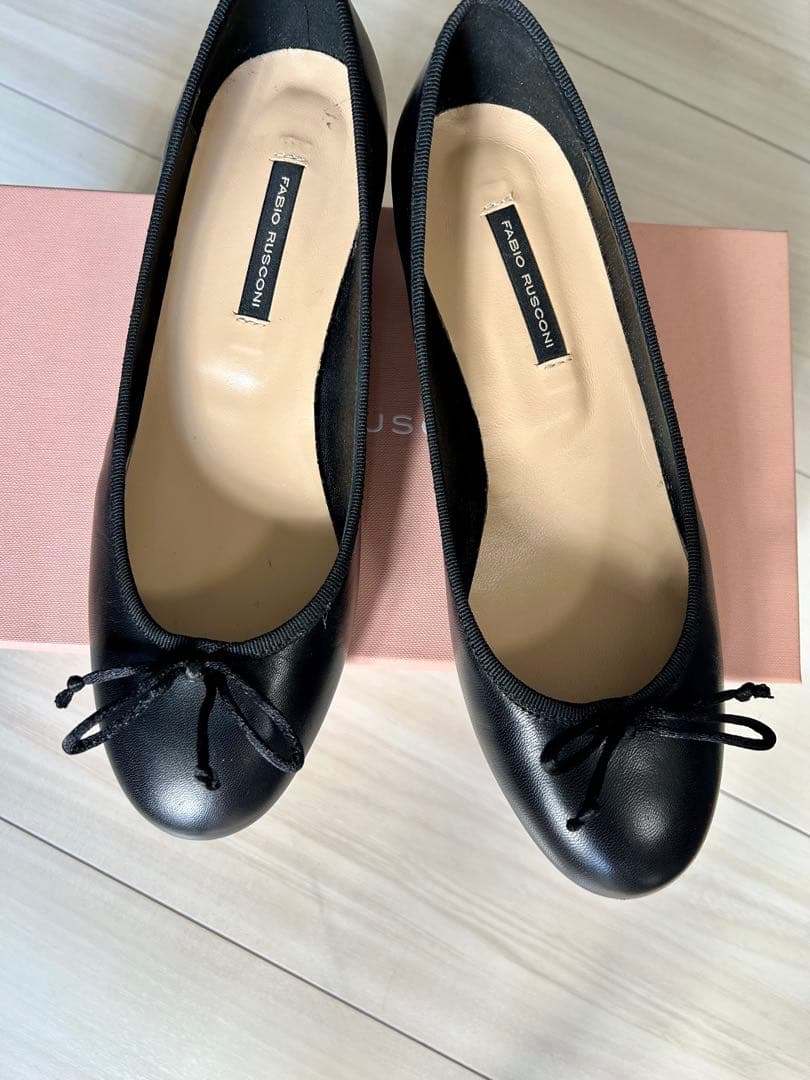 美品 FABIO RUSCONI フラットパンプス リボン 36 イタリア製