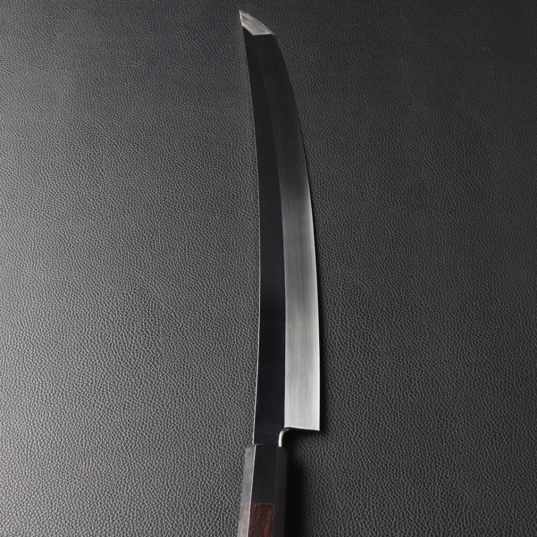 11118鬼反り先丸包丁尺二鏡面仕上げ刺身包丁刃は究極の切れ味黒檀黒水牛角八角柄