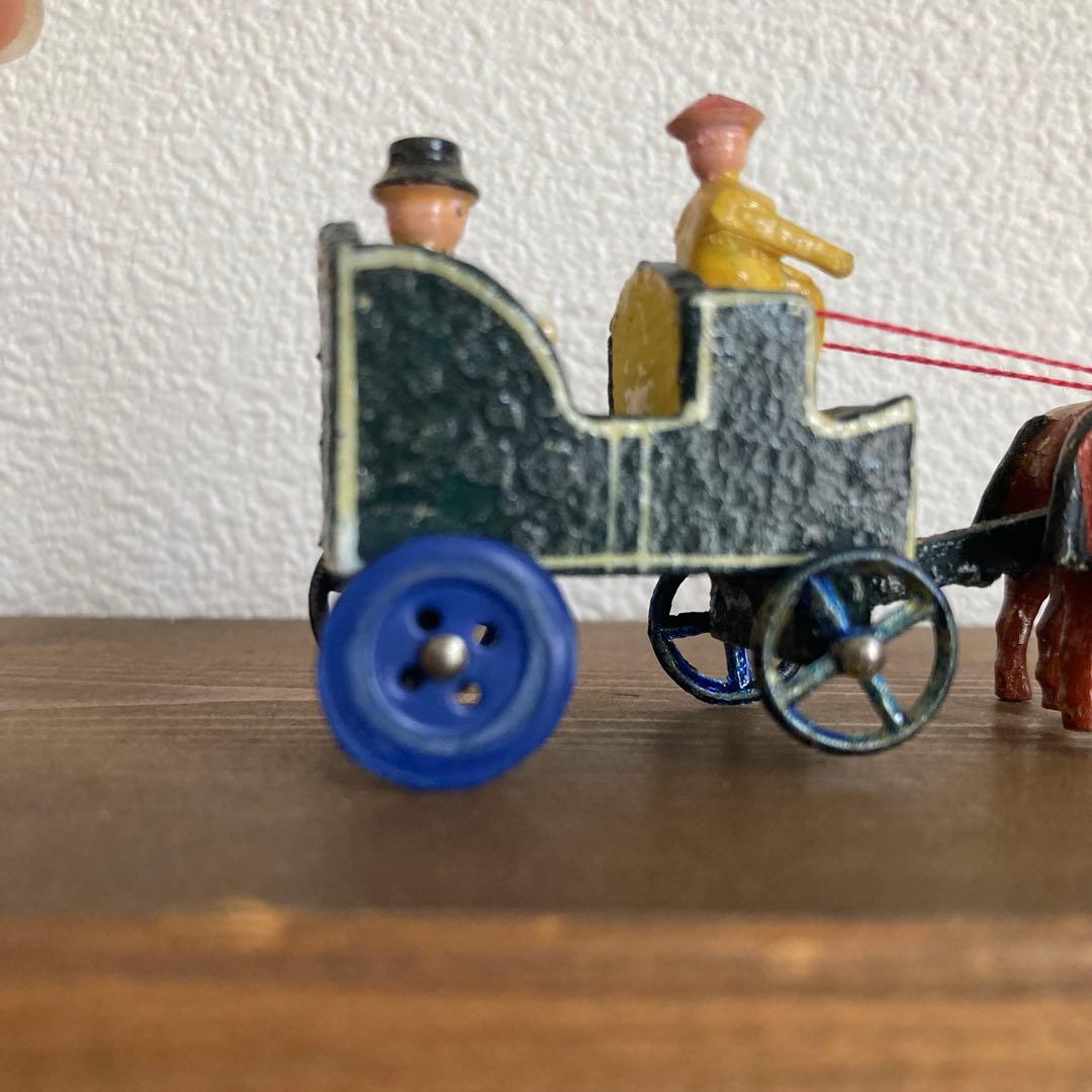 WF-35 ドイツアンティークミニチュア小さな小さな木製馬車＆素敵な建物のセット