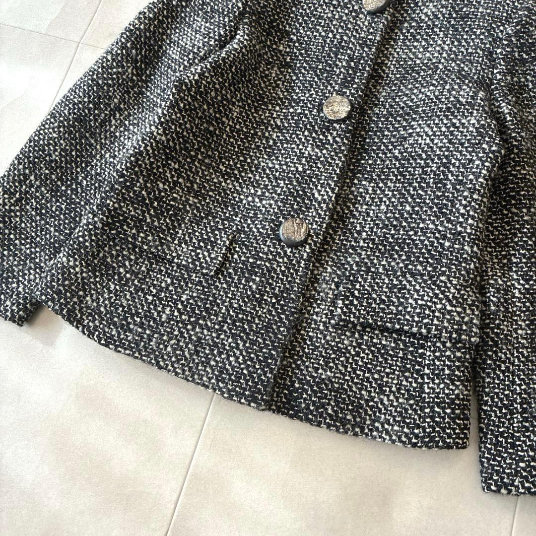 美品 最高級白タグ マックスマーラ♡ノーカラーツイードジャケット バージンウール