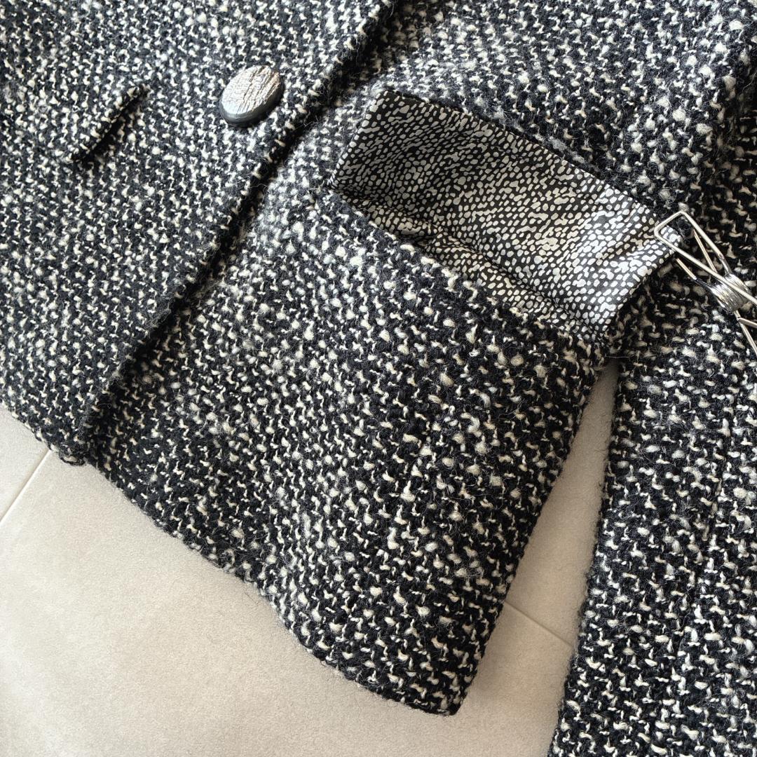 美品 最高級白タグ マックスマーラ♡ノーカラーツイードジャケット バージンウール