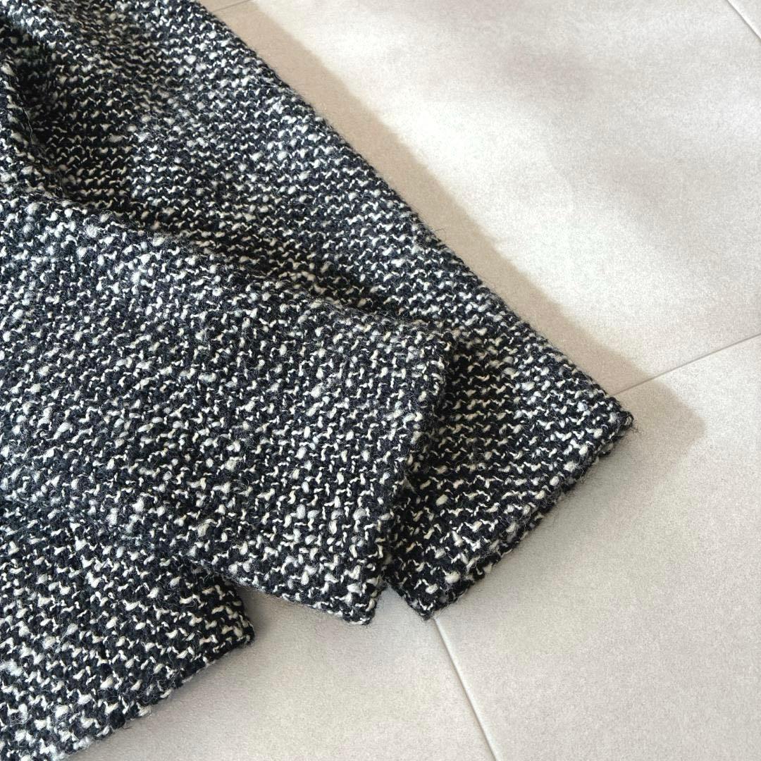 美品 最高級白タグ マックスマーラ♡ノーカラーツイードジャケット バージンウール