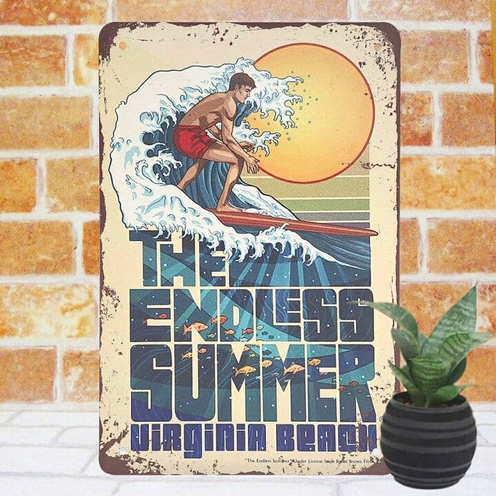デザイン看板A4】サーフィンe海★ポスター絵アートパネル雑貨ブリキ看板 壁飾り