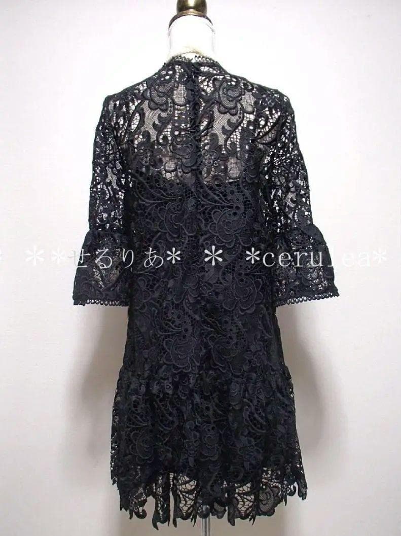 新品☆モニークルイリエMoniqueLhuillier☆高級刺繍レースドレス☆黒