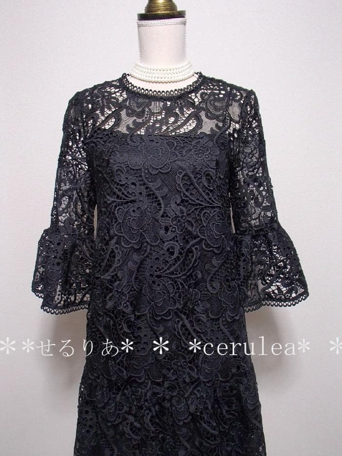 新品☆モニークルイリエMoniqueLhuillier☆高級刺繍レースドレス☆黒