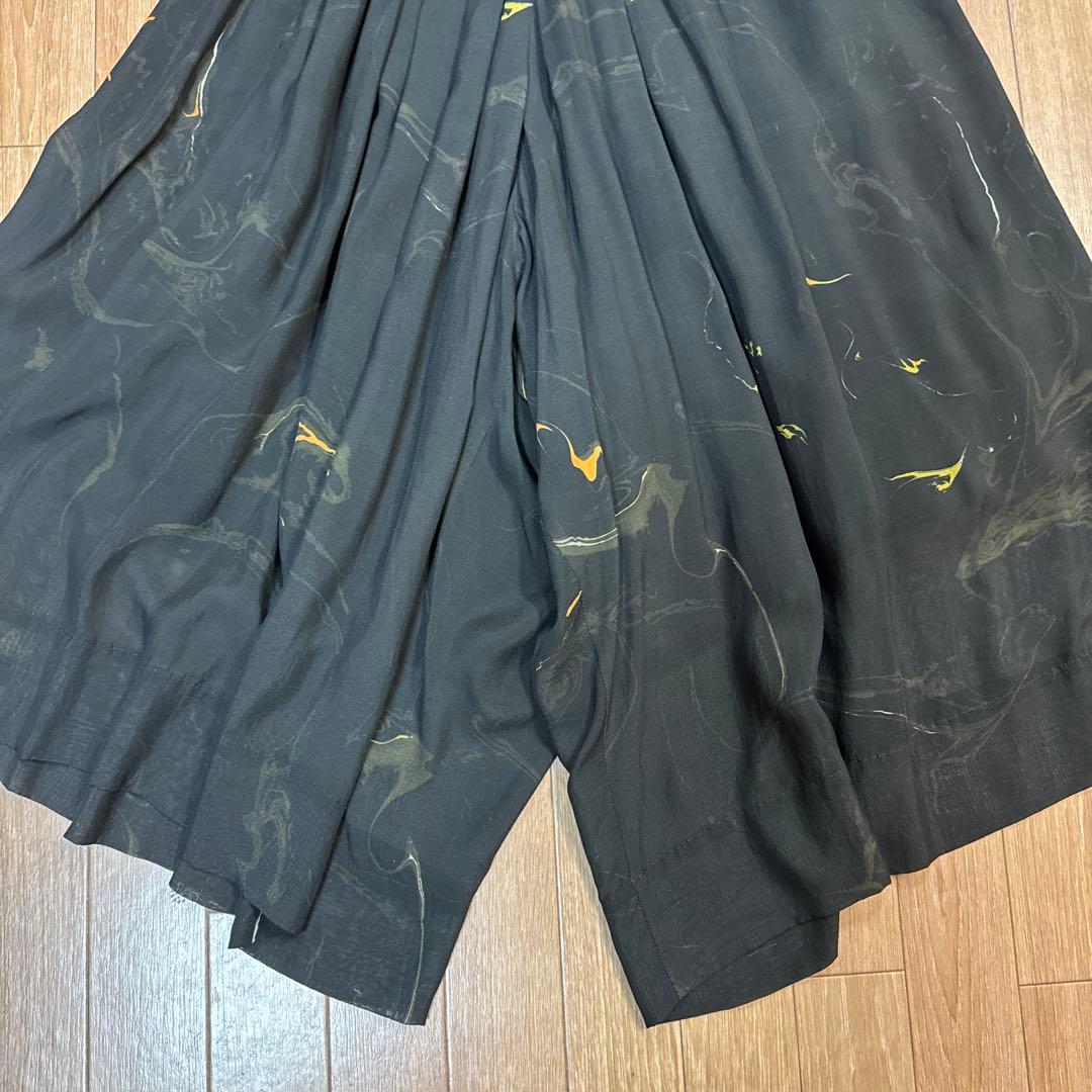 Y's ワイズ //墨流し(マーブル様デザイン)デザインパンツ size2 黒