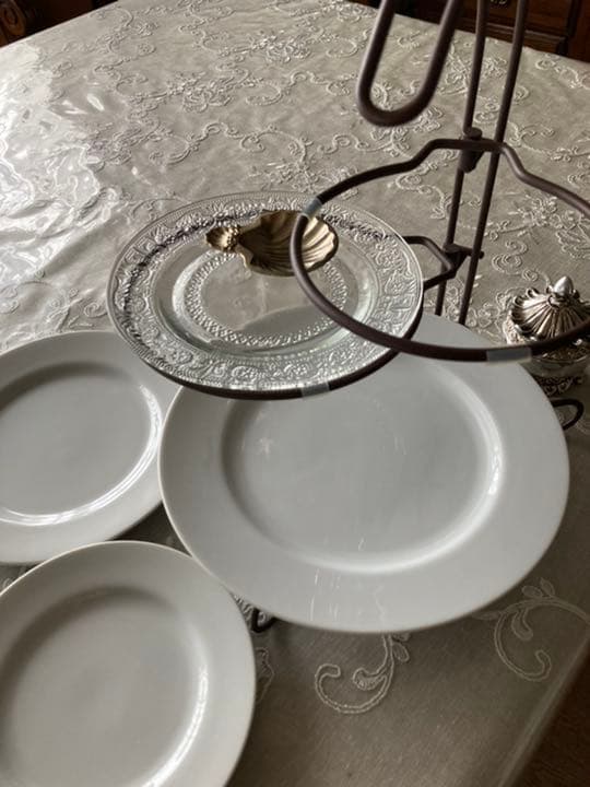 他ページおまとめにより在庫無しアフターヌーンティーセット３段可動式白いお皿3枚付