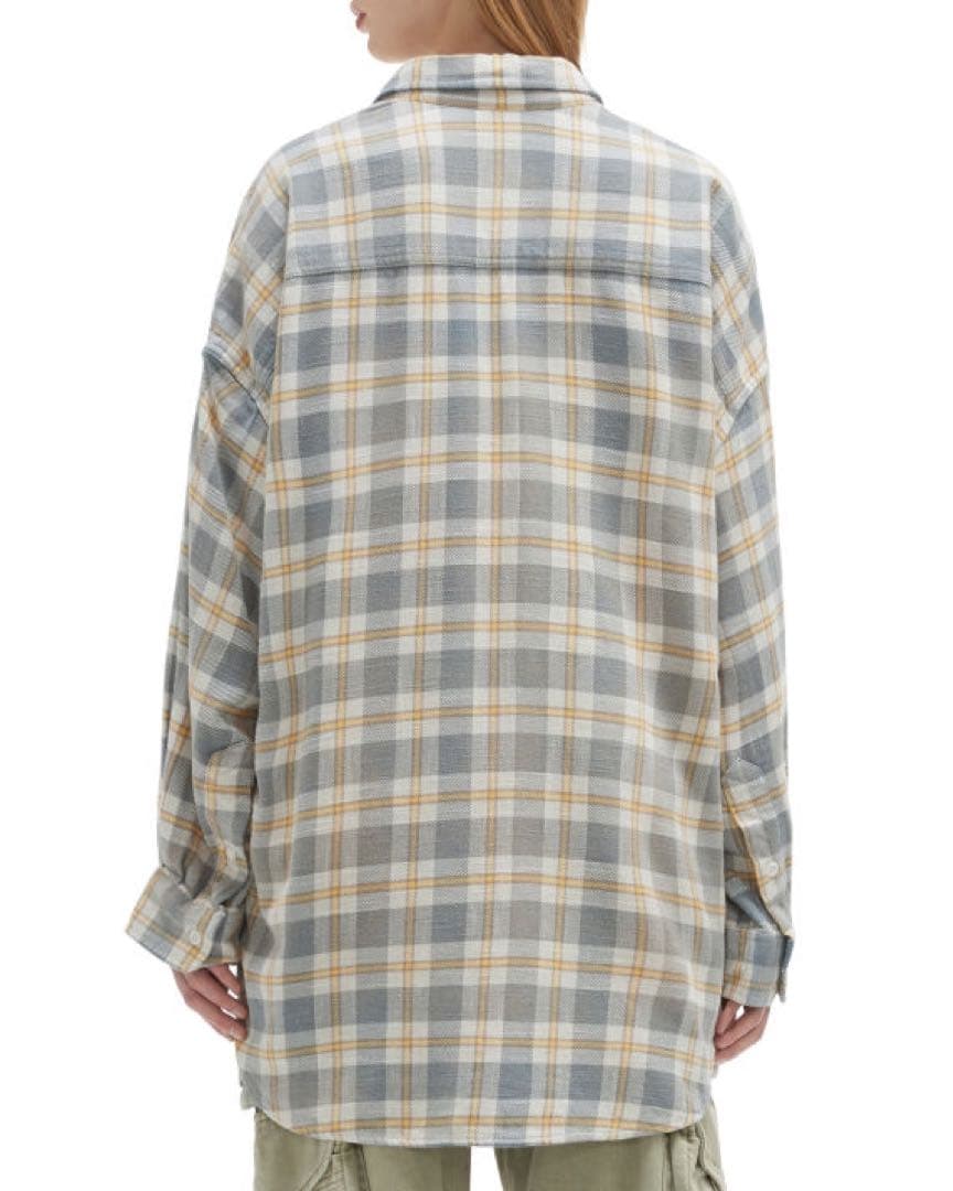 R13 オーバーサイズチェックシャツ XS グレー系