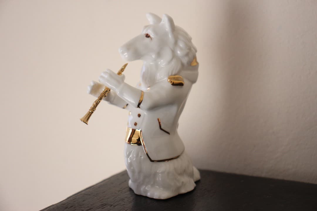 未使用・箱入　PICK BOY　犬　置物　演奏会　５匹　陶器人形　フィギュリン