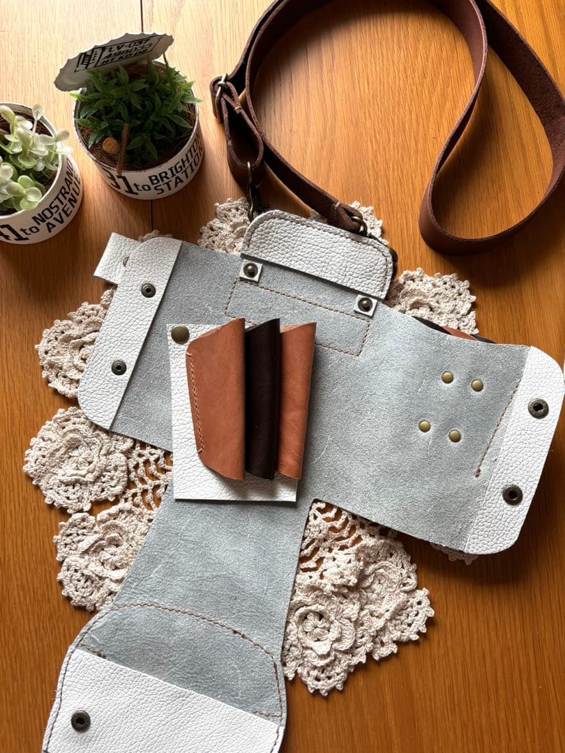 牛革　ネコちゃんフェイス　シザーケース　本革　レザー　トリマー　三毛猫　顔美容師