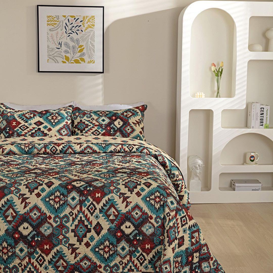 キルトベッドカバー3点セット綿マルチカバー キルティング 615