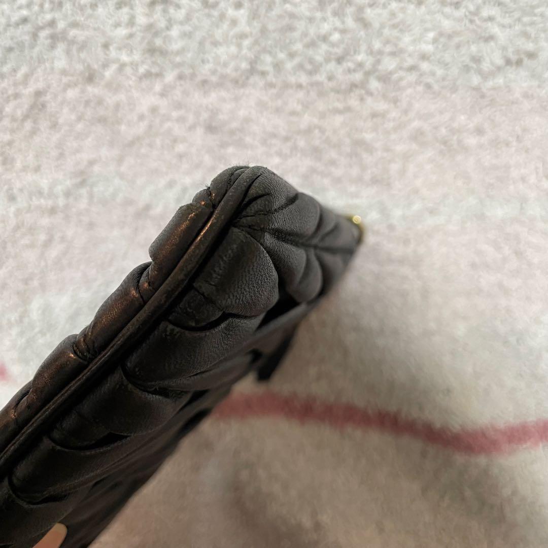 miumiu レザー ブラック ショルダーバッグ　クラッチバッグ　ミュウミュウ