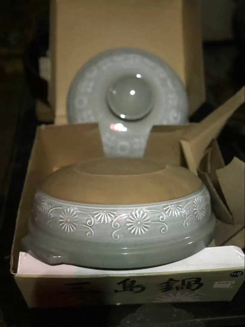 陶器製銀峯陶器 萬古焼 花三島 土鍋 11号 5-6人用万古焼