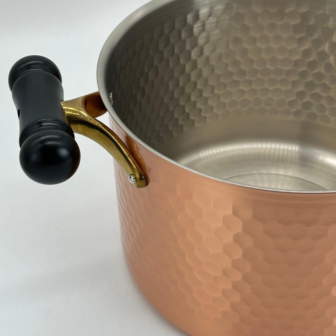 新品未使用 銅製 両手鍋 蓋付き IH対応 ガス火対応 22cm 銅鍋 燕三条