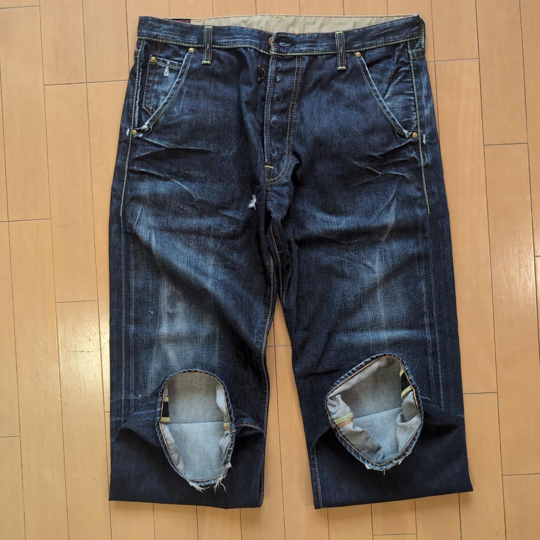 エヴィス EU ED ダメージジーンズ デニム 濃紺 33インチ 13F