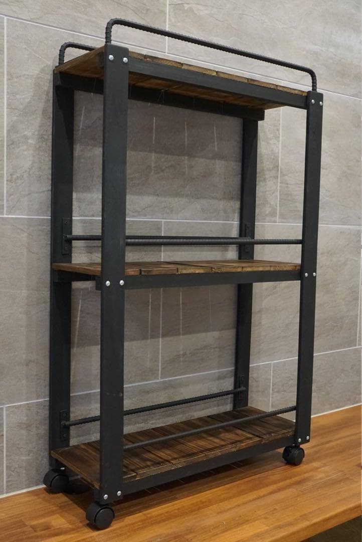 ウイスキーラック　サイドバーワゴンタイプ　男前インテリア　1119