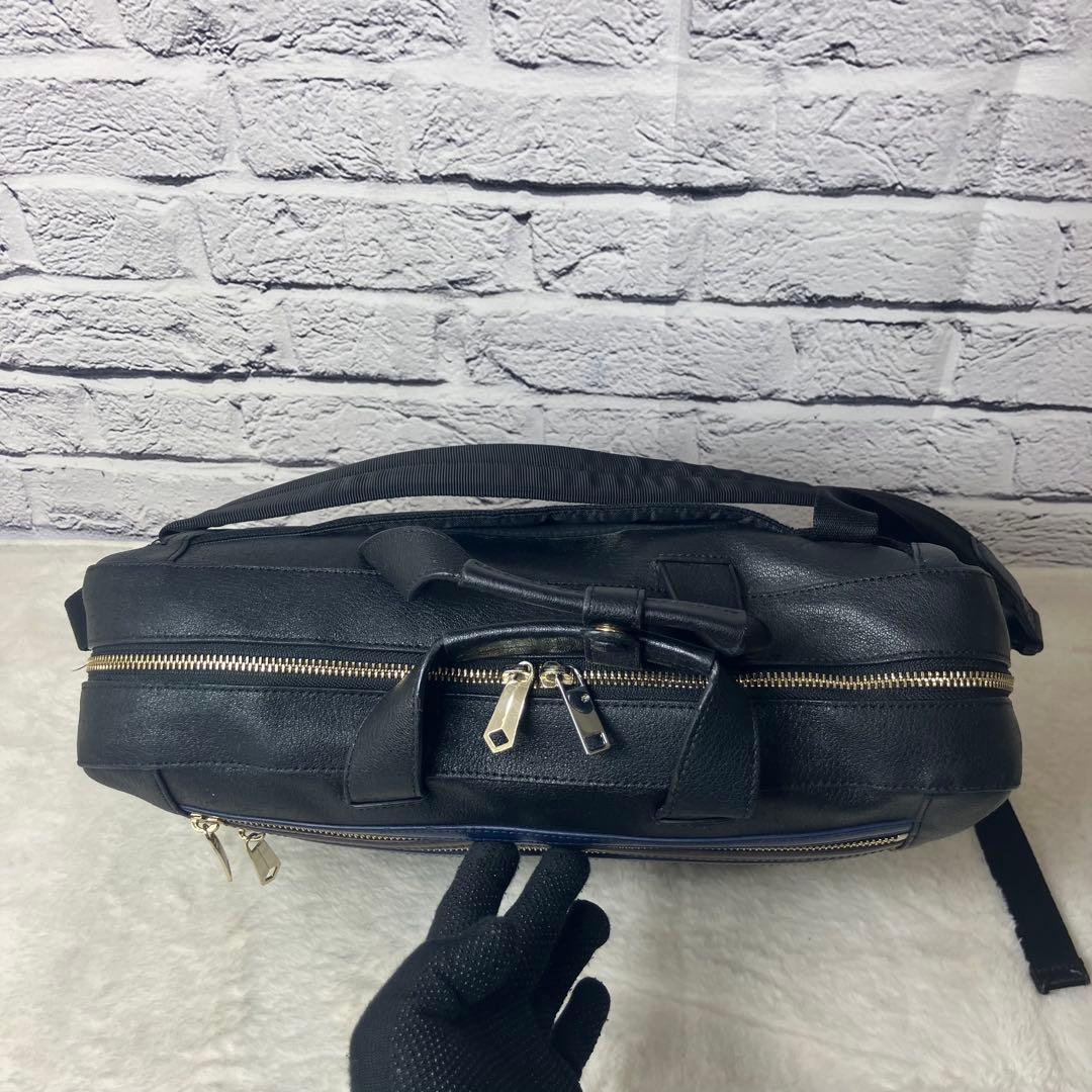 ポールスミス 3way ビジネスバッグ 本革 レザー マルチストライプ 黒