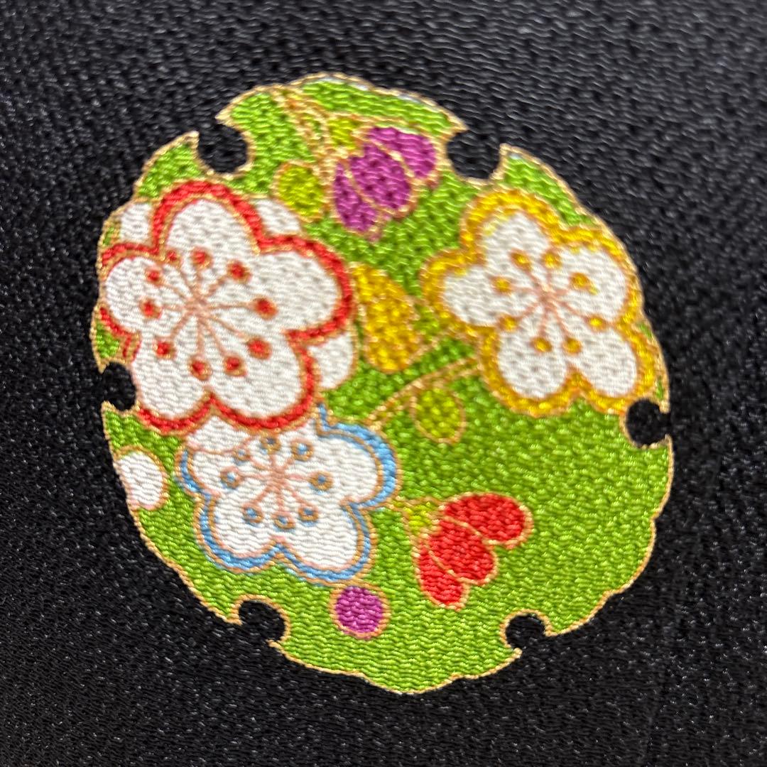 七五三　着物セット　正絹　ちりめん　7歳　ハーフ成人式　十三詣り　黒色　美品