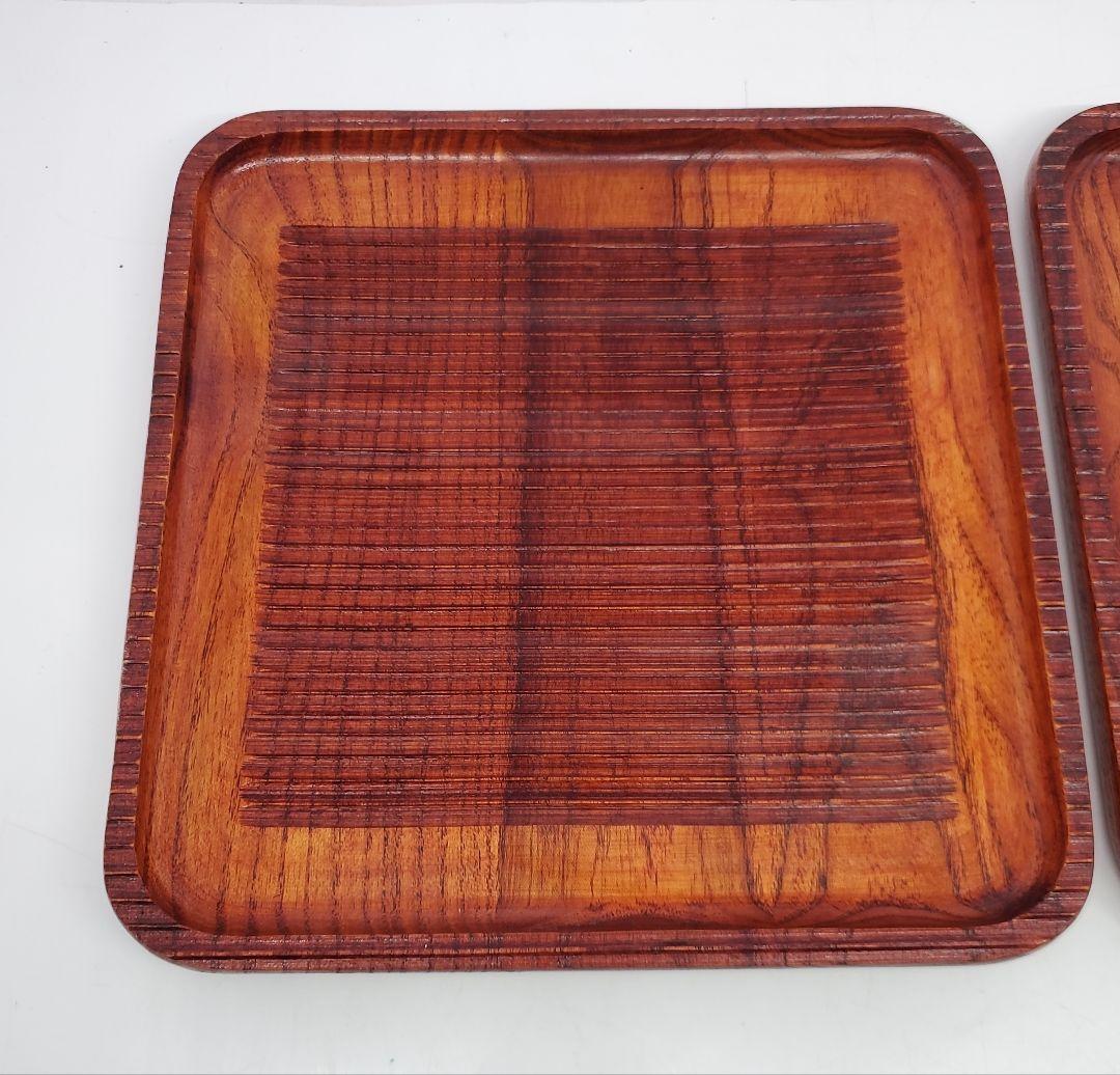 我谷盆　二枚セット　四方盆　トレー　27cm　くり貫き