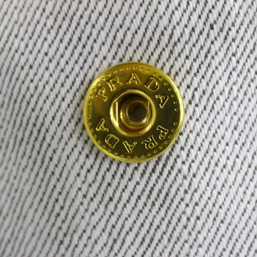 ◇良品 PRADA 2Way ハンドバッグ カナパ デニム ビアンコ Mサイズ