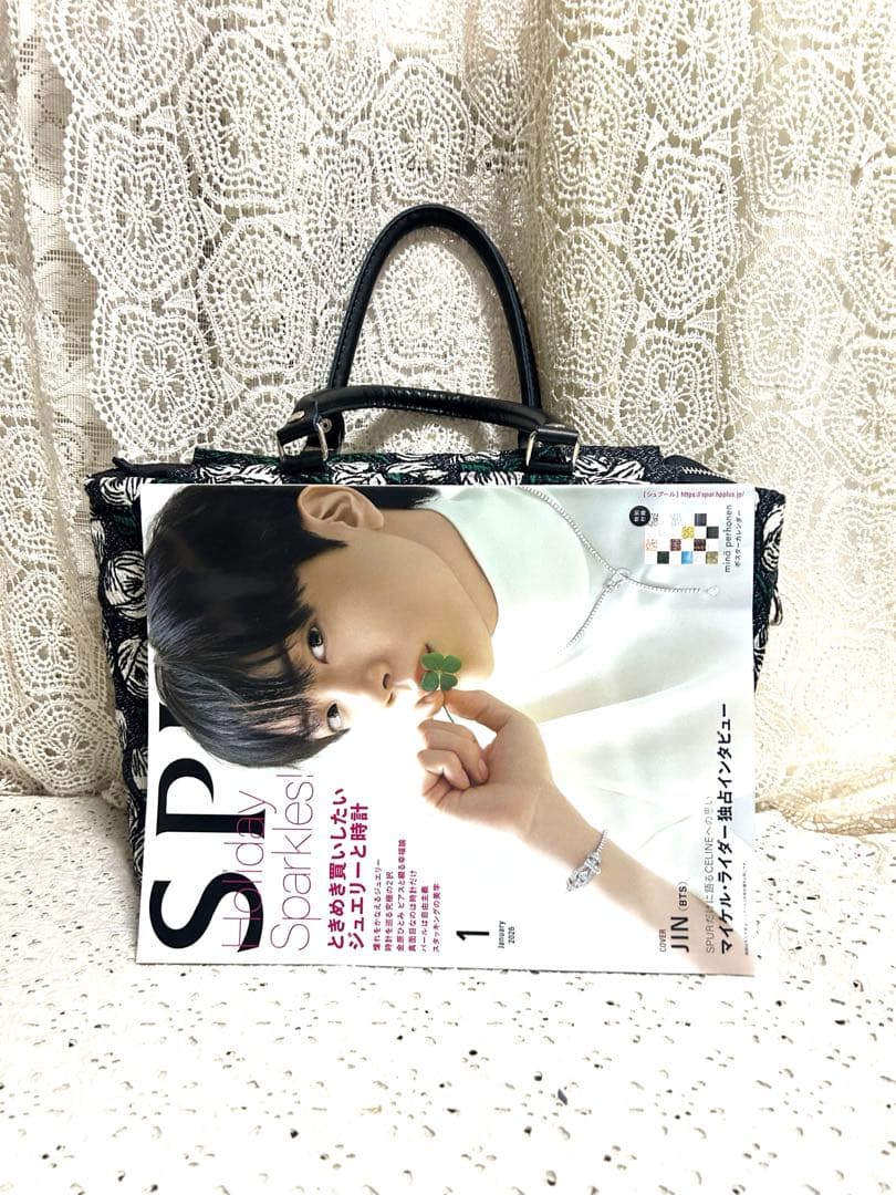 ミナペルホネンハンドメイド　rosyネイビー　本革持ち手，楕円底トートL