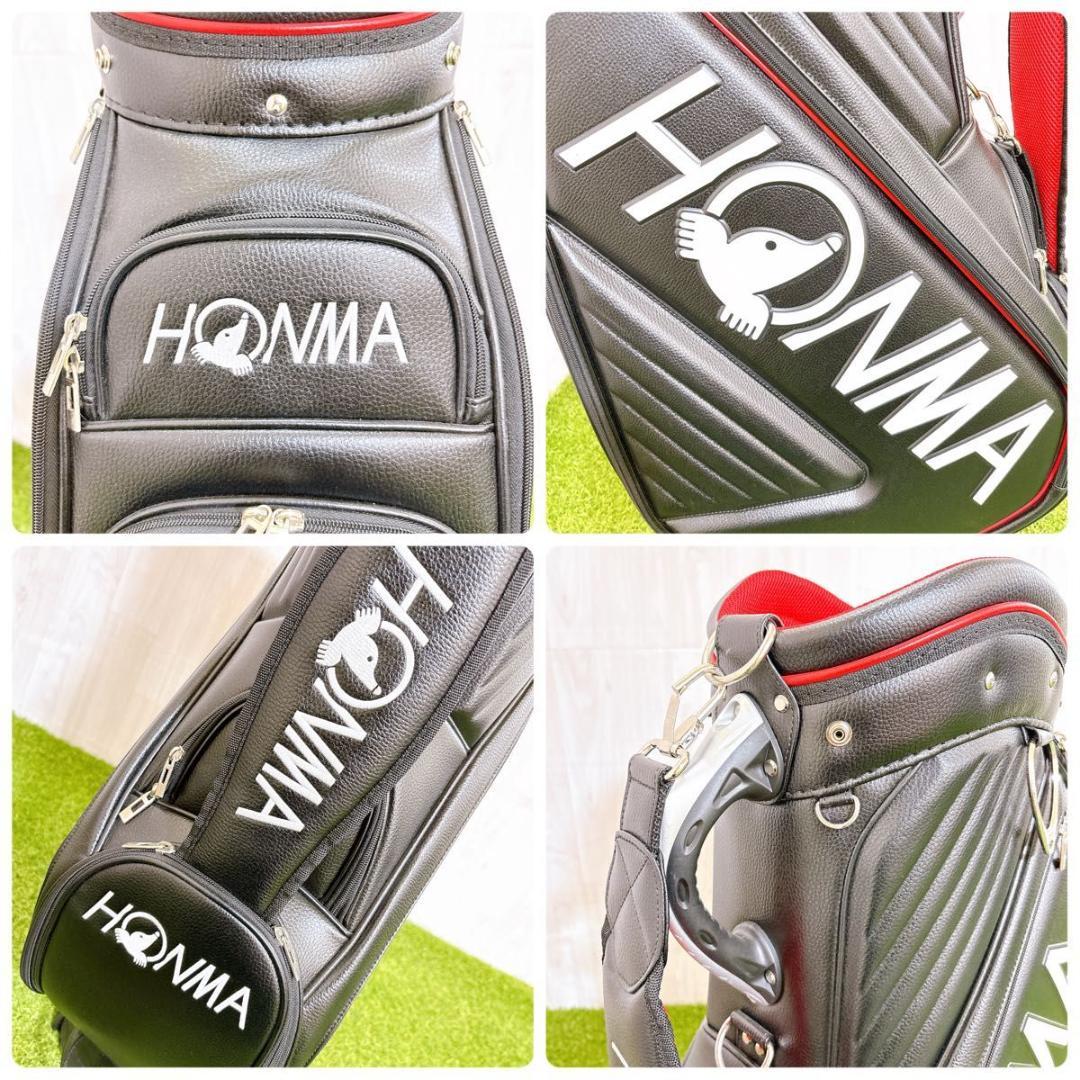 美品 HONMA ホンマ キャディバッグ 合皮 PUレザー 本間 ゴルフバッグ