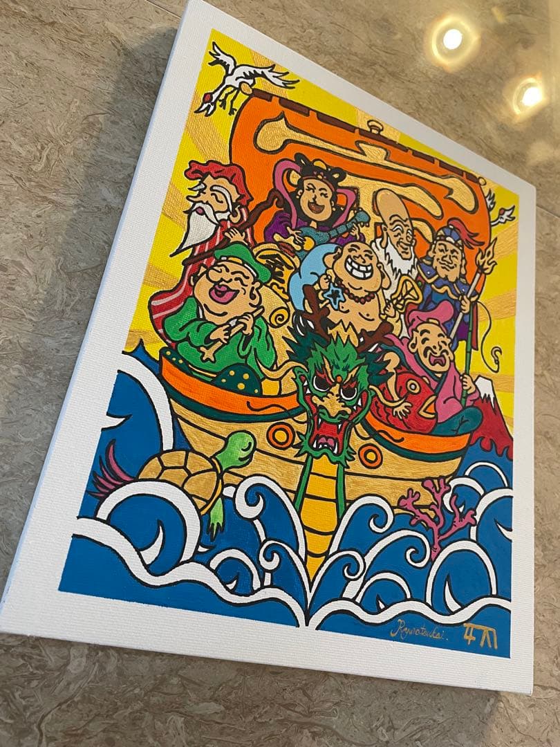 うさ☆ 開運絵画 七福神 アクリル画 絵画 龍ノツカイ 金運