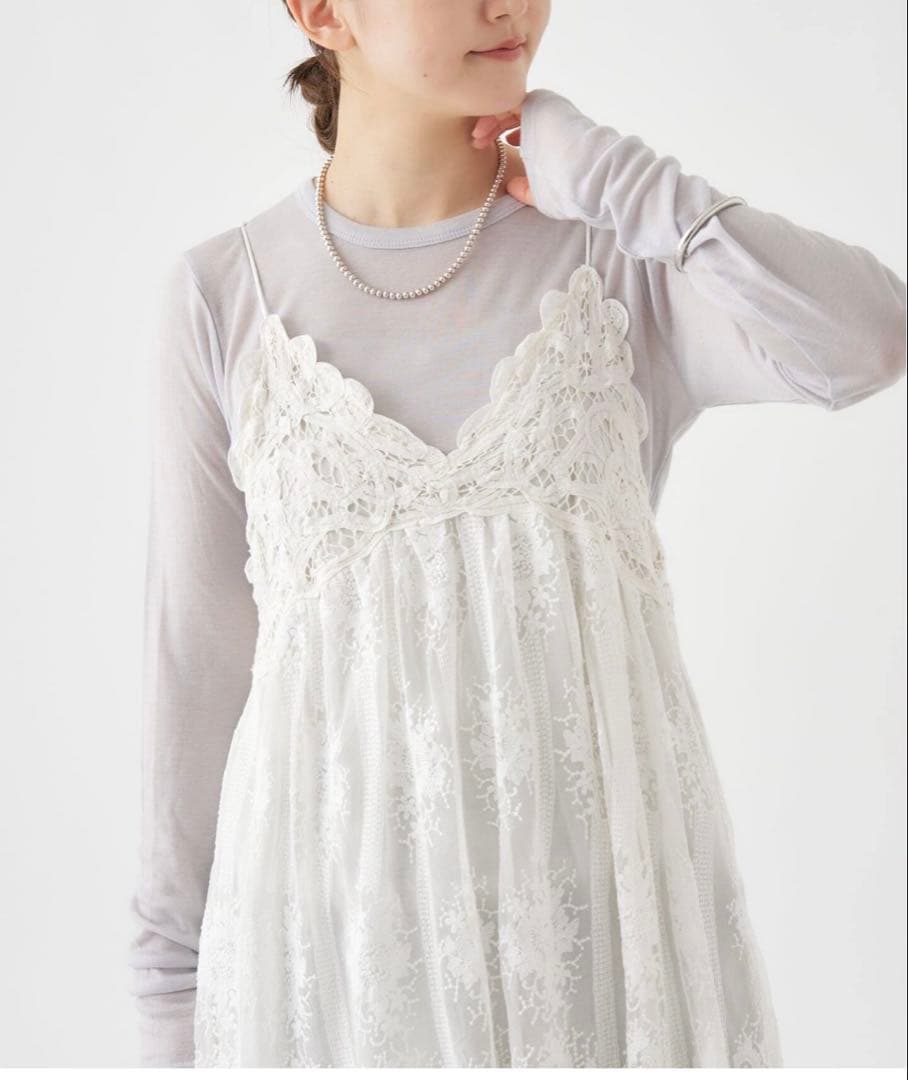 イエナ　アンティークバテンレースフリルキャミソール