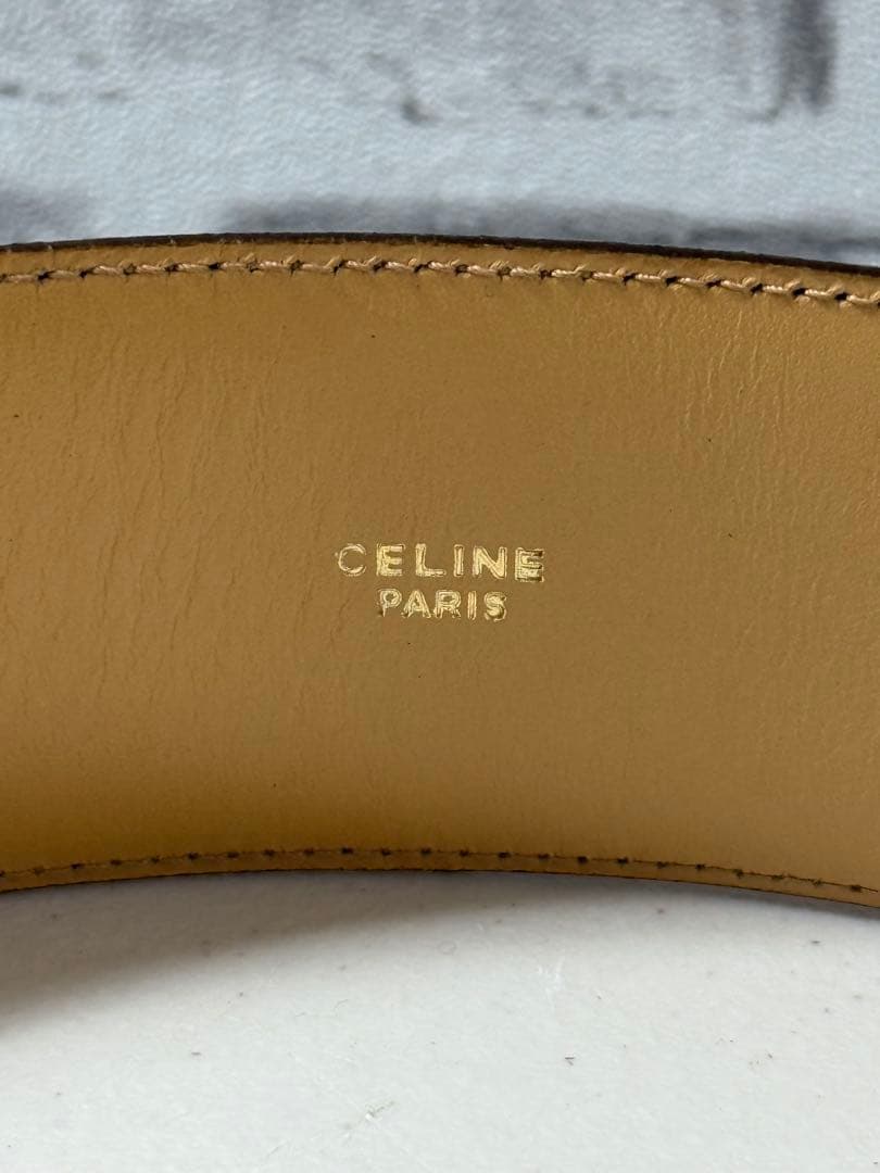 CELINE ベージュ ベルト ゴールドバックル