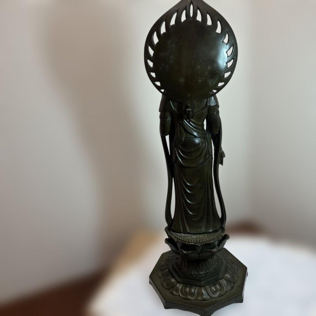 ブロンズ製 仏像 光背付き 約36cm