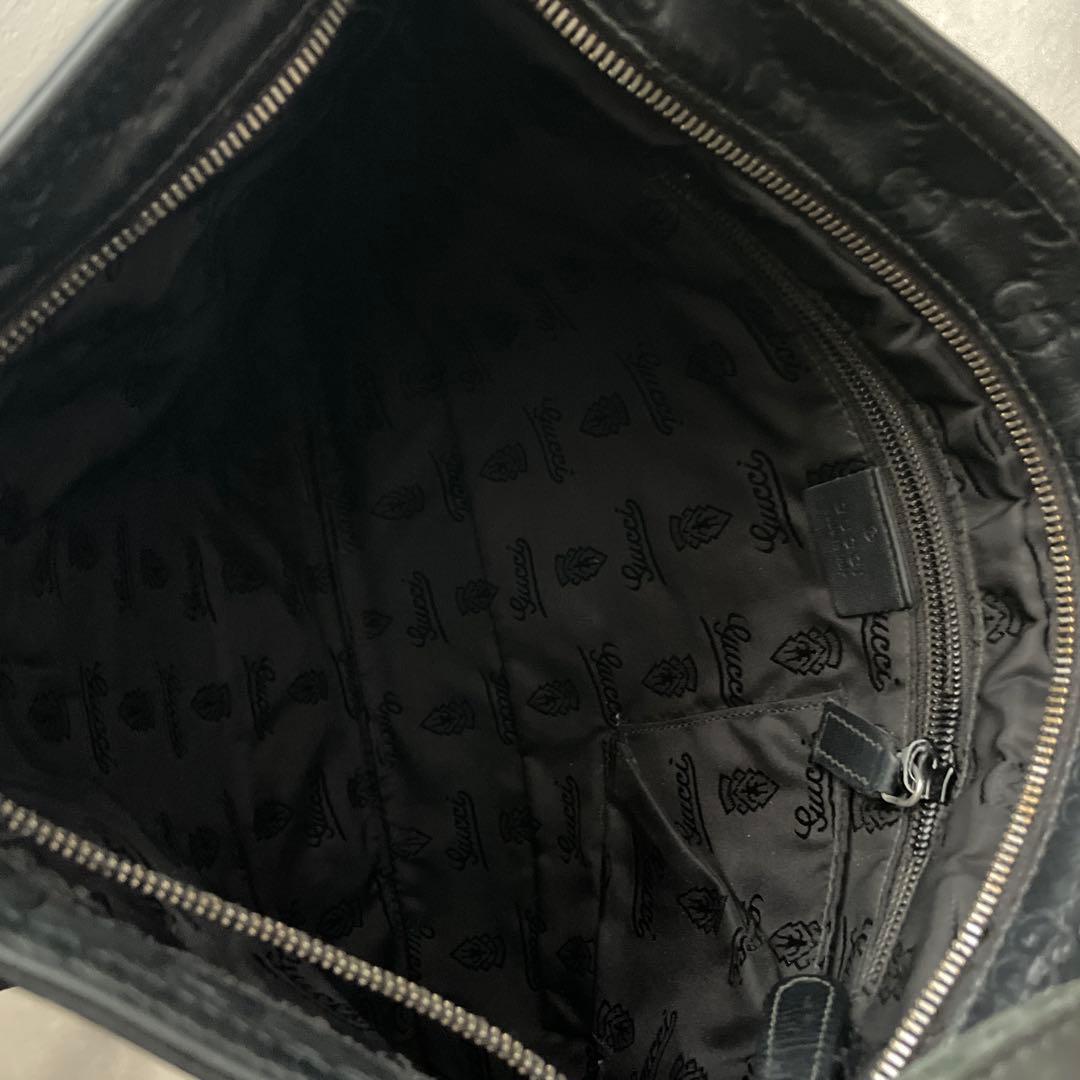 グッチ GUCCI レザー ショルダーバッグ GG サコッシュ ブラック