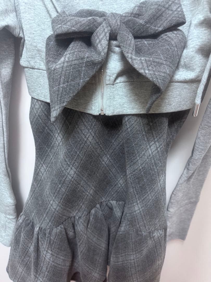 BUBBLES チェックパーカーワンピース【完売品】