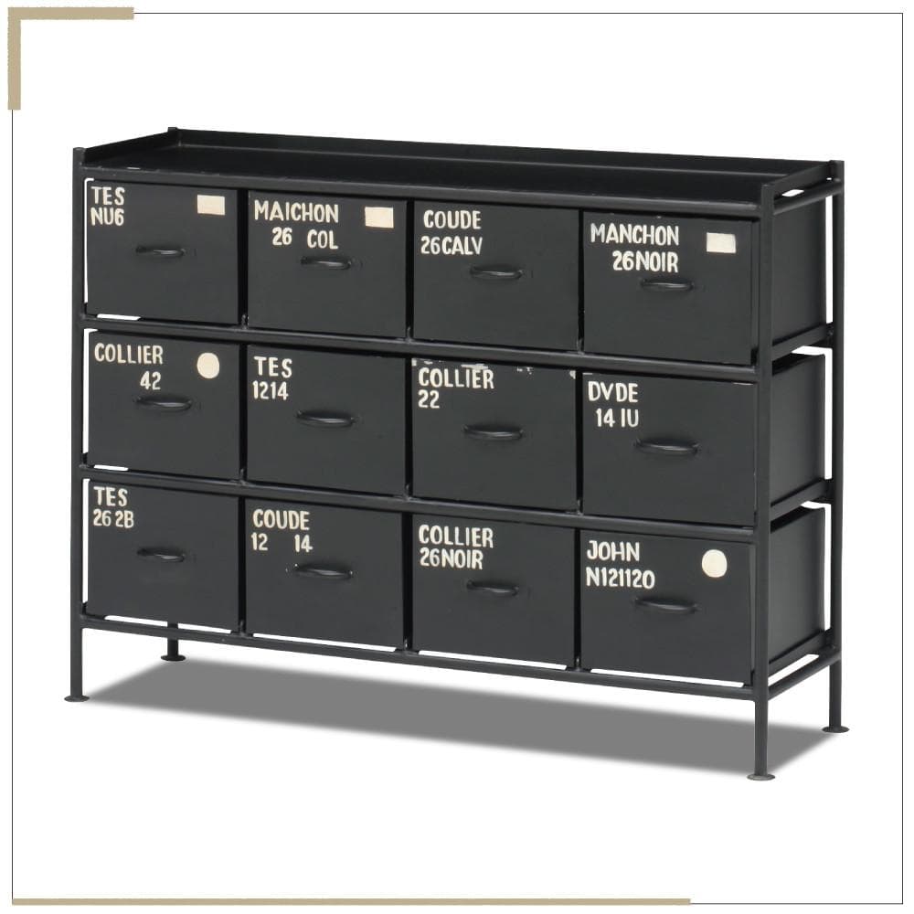 スチール１２ドロワーラック（ワイドタイプ）/インダストリアル 収納 棚