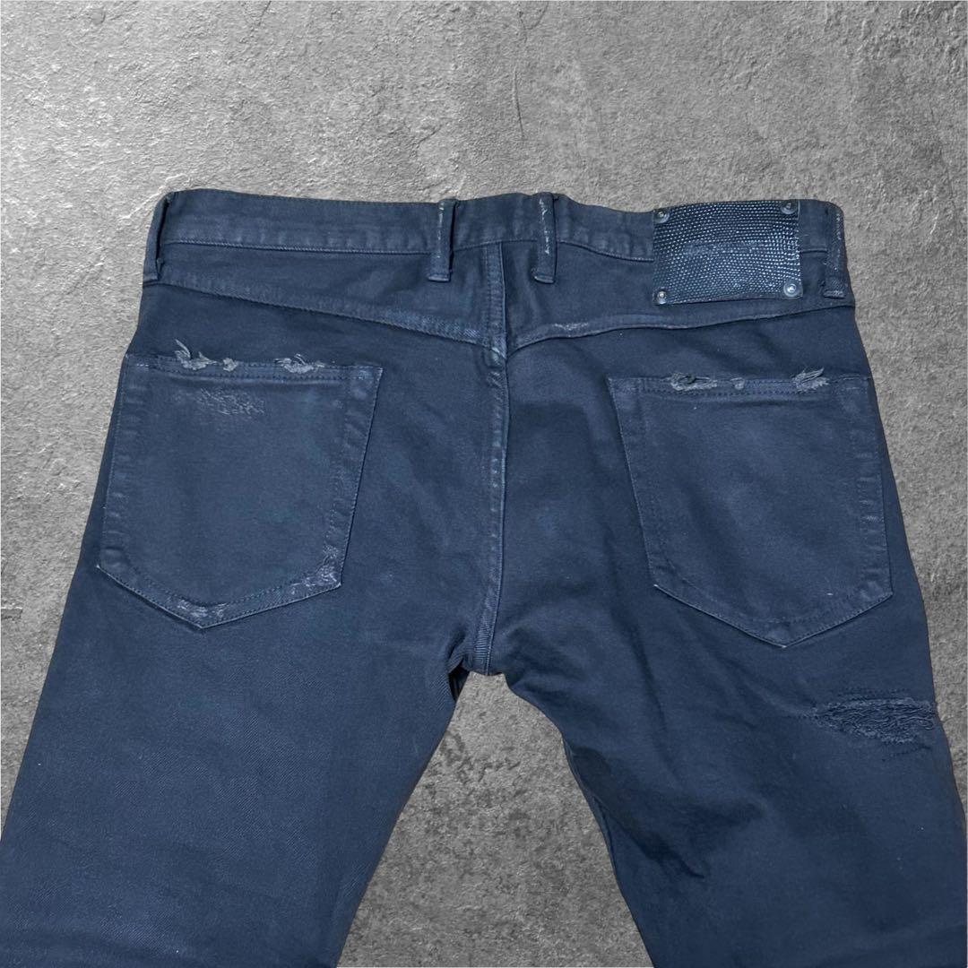 ダメージ加工 ISAMUKATAYAMA BACKLASH スキニーデニム 黒