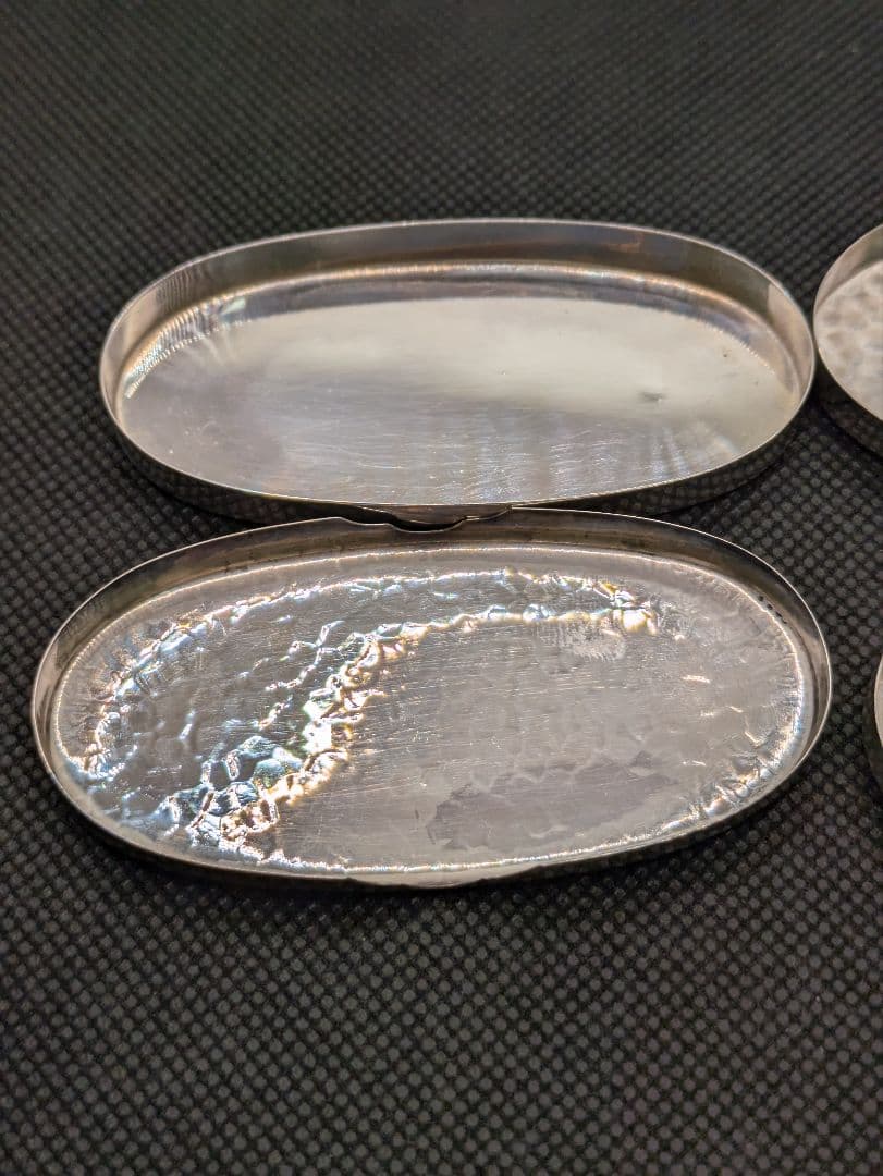 和光St.silver950／純銀製鎚目 小判型 楊枝入れ 小物入れ２点セット