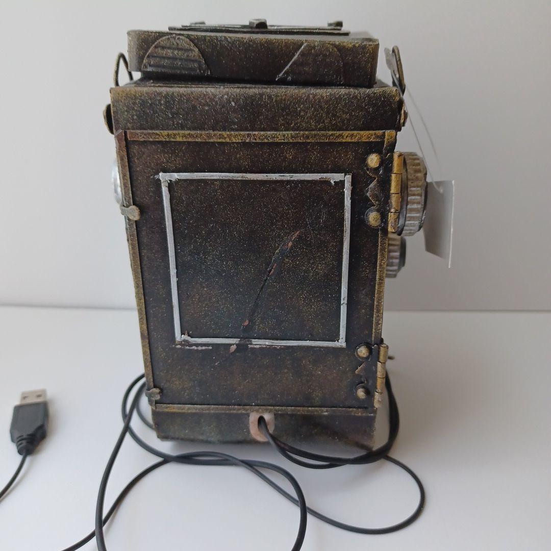 ブリキ　Rolleiflex　スピーカー　アンティーク　レトロ　二眼レフ　USB