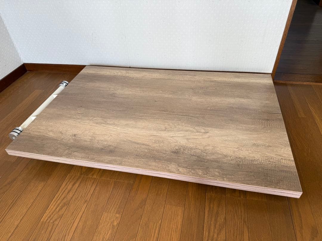 【使用頻度少】昇降式テーブル 高さ調節 キャスター付き 折りたたみ 120×80