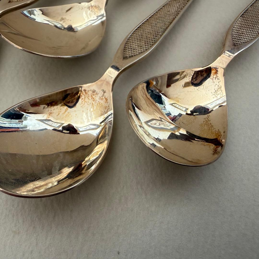 銀製スプーンセット　6本　シンプルアールデコ風　約110g