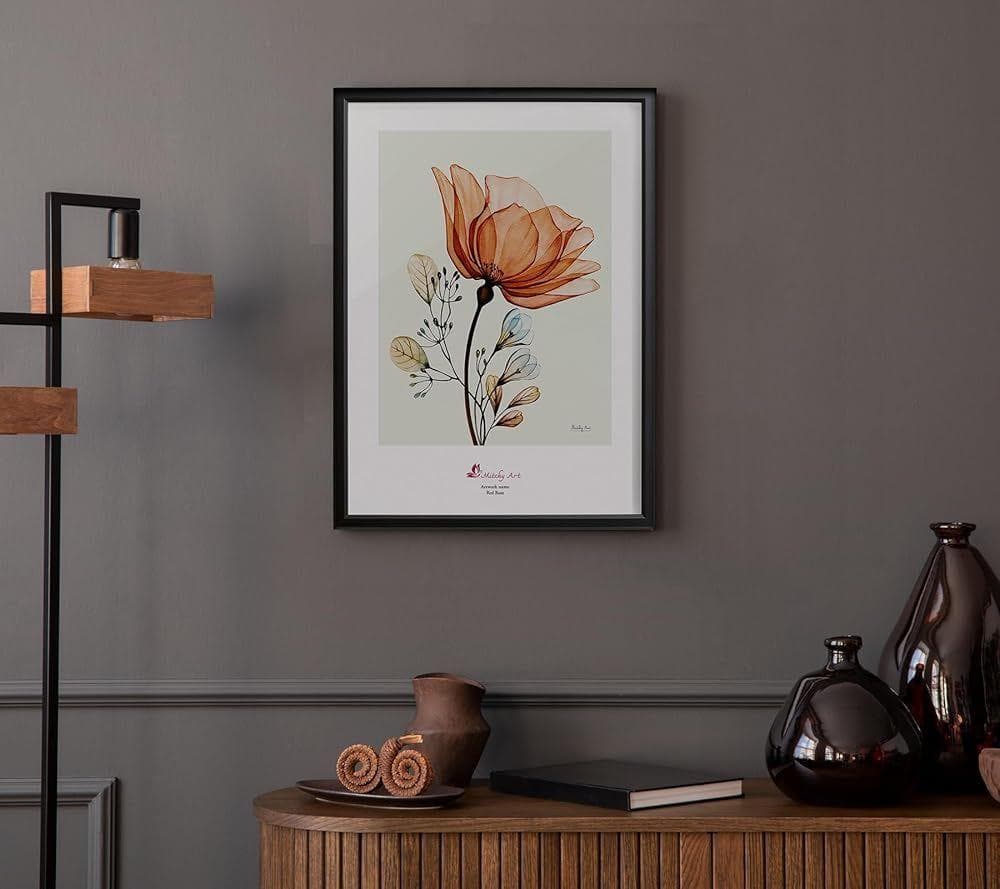 絵画「赤いバラ」 壁掛け A3 額入り (横32cm x 縦43cm)