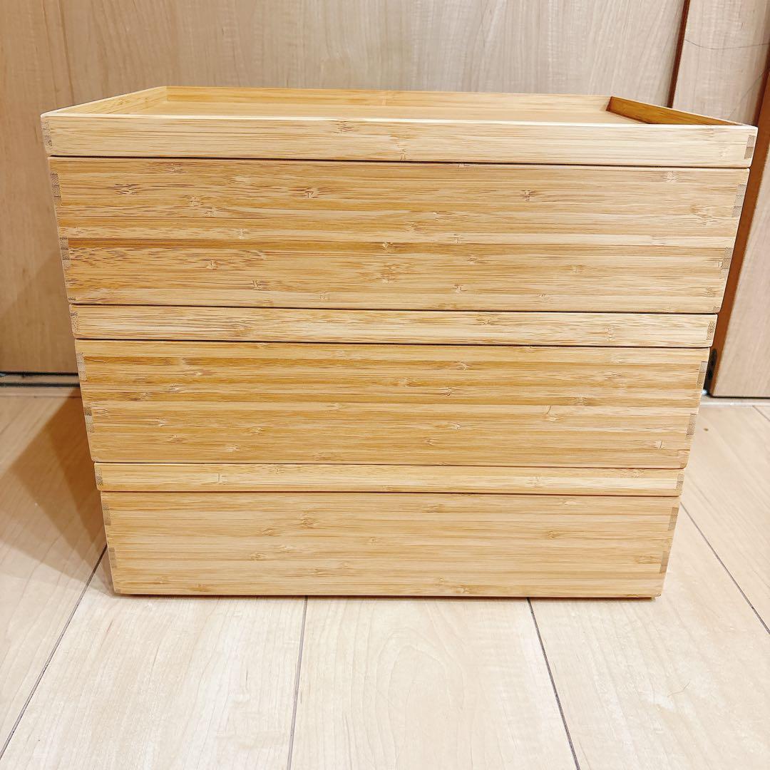 新品　無印　蓋付き　ケース　竹材長方形ボックス　3点セット